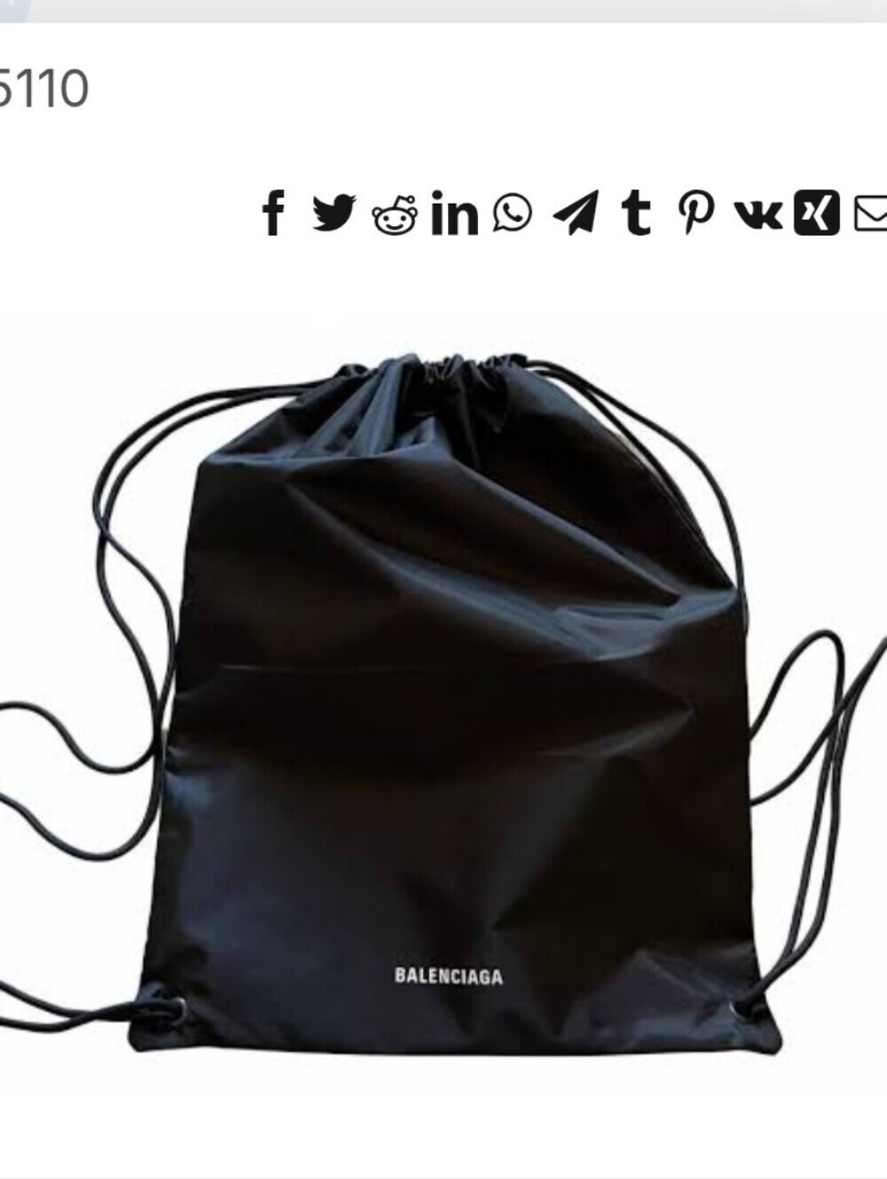 NEW Balenciaga Black EXPLORER Drawstring Backpack Sz 19.5 X 14 Inch